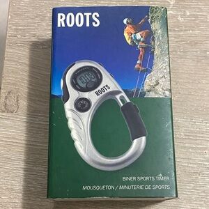 Vintage ROOTS Silver and Black Carabiner Sports Timer